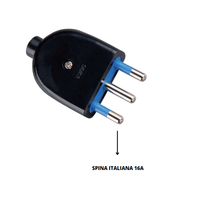 Spina elettrica nera attacco grande 16 ampere ecova