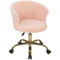 Poltrona da ufficio Ergonomica, Regolabile in altezza e con seduta girevole, Base in acciaio, 58x56x76cm, Rosa