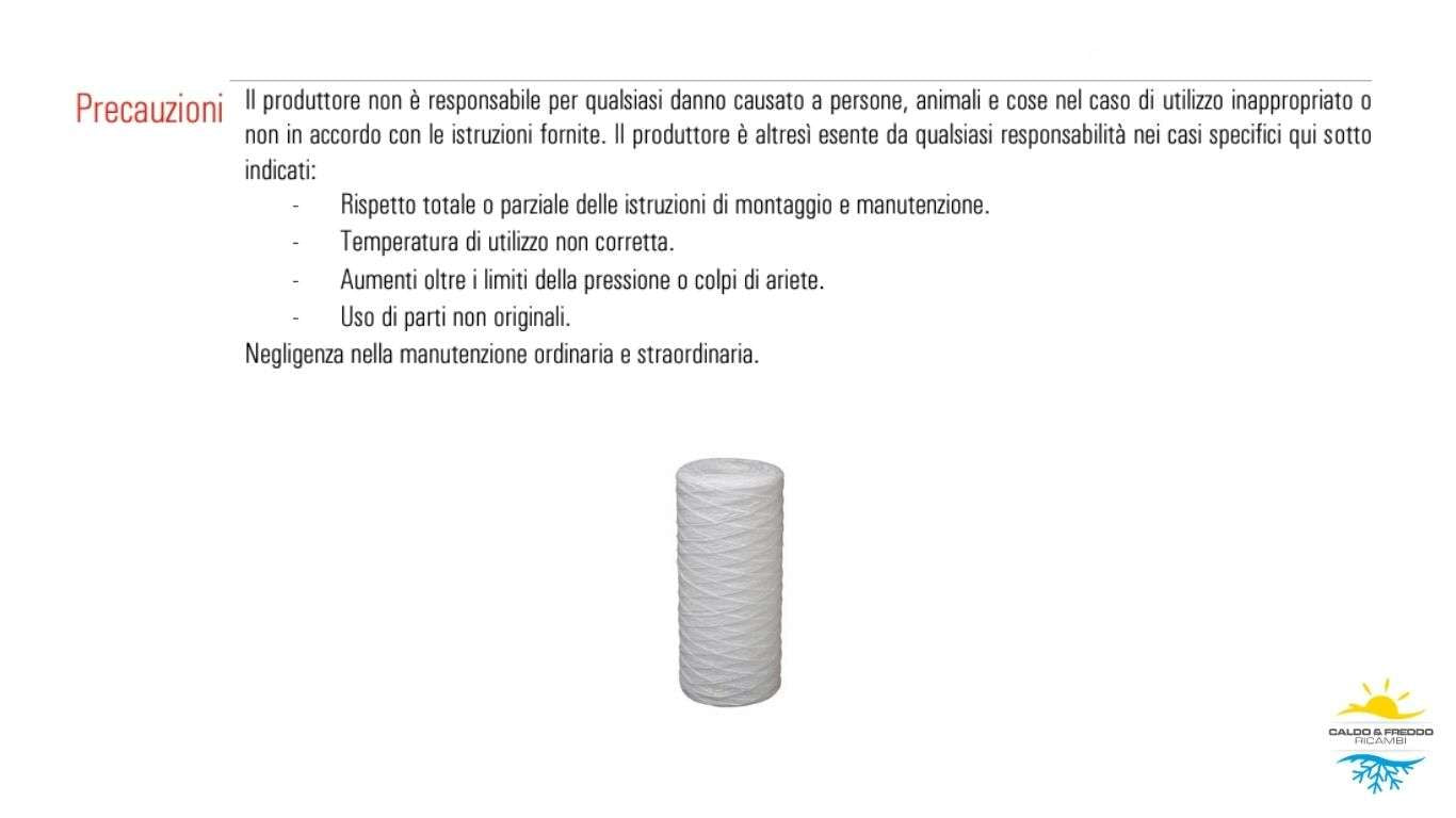 Cartuccia in Polipropilene filo Avvolto 5" - 20 Micron 