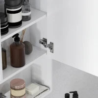 kleankin Armadietto Bagno con Specchio, Ripiani e Scaffale Regolabile, Montaggio a Parete, 60x15x76cm, Bianco