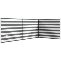 Paravento da Spiaggia Pieghevole Frangivista in Poliestere con Barre in Acciaio, 540x150 cm, Grigio