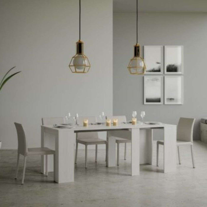 shopinnovativo- Consolle allungabile 90x48/308 cm Basic bianco frassino