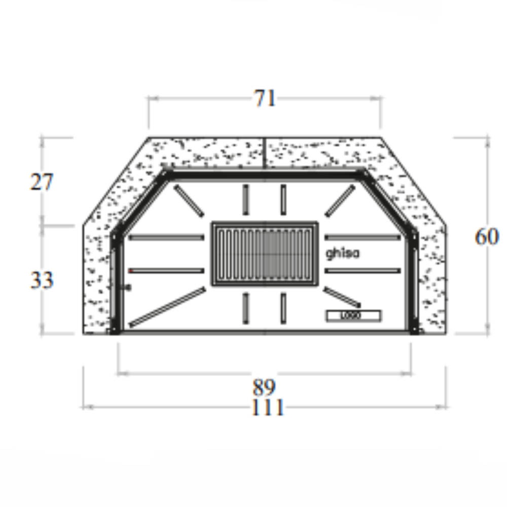 Camino legna prefabbricato ghisa focolare aperto m110 tgh riscaldamento