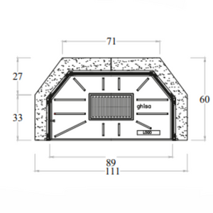 Camino legna prefabbricato ghisa focolare aperto m110 tgh riscaldamento
