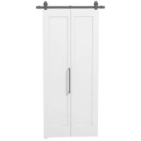 Porta Scorrevole a Libro Pieghevole a Portafoglio con Superficie Verniciabile, 90x210 cm, Bianco