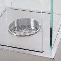 Camino a Bioetanolo da Tavolo con Bruciatore da 0.4L, Biocamino in Acciaio e Vetro per Interni ed Esterni, 20x20x33cm, Argento