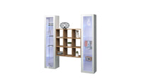 Parete attrezzata sospesa libreria in legno 2 vetrine bianche Vila WH