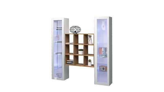 Parete attrezzata sospesa libreria in legno 2 vetrine bianche Vila WH