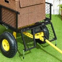Carrello da Giardino in Acciaio con Capacità 200 kg e Pareti Laterali Rimovibili, 104x54x51 cm, Nero e Giallo