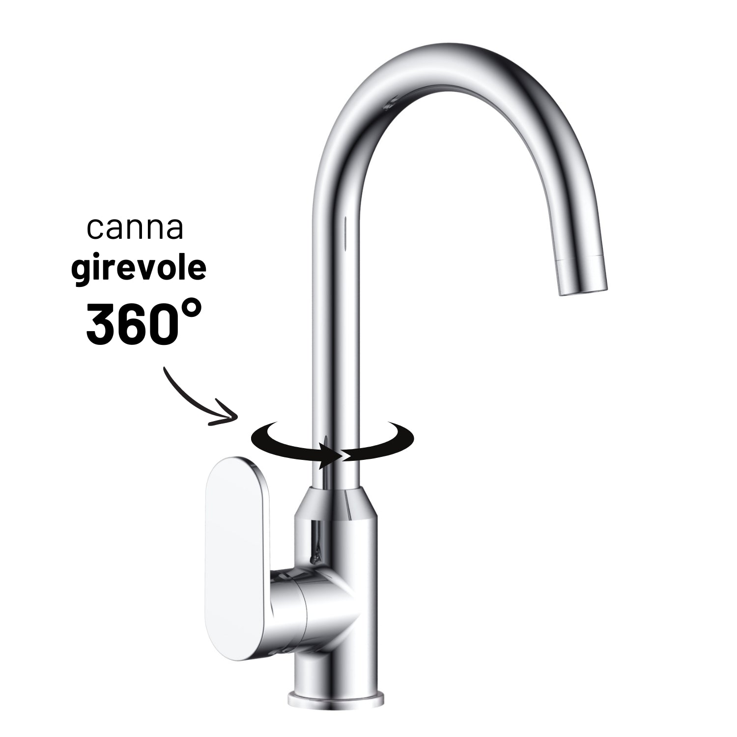 Miscelatore monocomando lavello cucina canna orientabile sofia installazione rapida *** finitura- cromo lucido, confe...