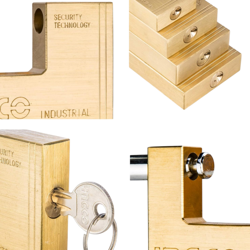 Lucchetto rettangolare ottone massiccio cilindro acciaio 3 chiavi sicurezza *** lunghezza 60 mm, confezione 1