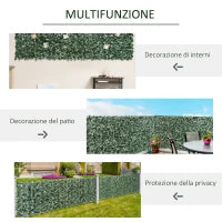 Edera Finta per Balconi in PE Anti-UV, Rotolo Siepe Artificiale con Foglie, 240x100cm, Verde Scuro