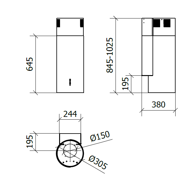 CAPPA RODIA PARETE cm 30 â€“ Nera - 800 m3/h