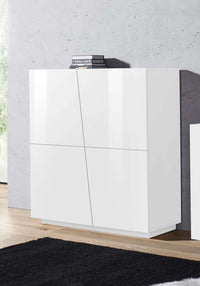 Mobile Madia VEGA L 120 x H 126 x P 43 cm colore bianco lucido