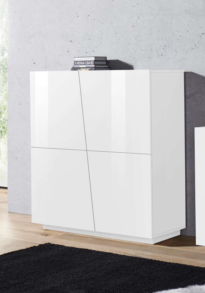 Mobile Madia VEGA L 120 x H 126 x P 43 cm colore bianco lucido