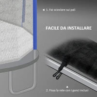 Rete di Protezione per Trampolini a 6 Pali con Ingresso con Cerniera, in PE, Ø244x180 cm, Nero e Blu