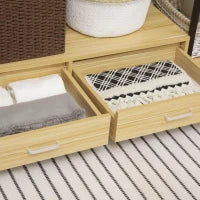 Appendiabiti in Stile Industriale con 2 Cassetti e 4 Ripiani Aperti in Dotazione, in Acciaio e Truciolato, 130x40x180cm, Color Legno e Nero