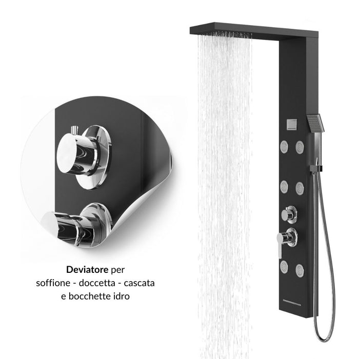 Colonna pannello doccia 4 funzioni york-1 black display controllo temperatura