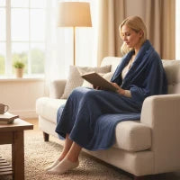 Coperta Elettrica con 10 Livelli di Temperatura, Display LED e Timer, Lavabile in Lavatrice, 180x130 cm, Blu