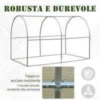 Serra a Tunnel per Orto 3x2x2m con Copertura in PE, 2 Porte e Struttura in Acciaio, Bianco