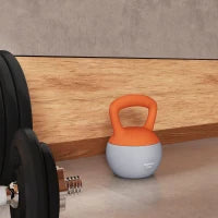 Kettlebell 12 kg Riempita con Sabbia Metallica, Manico Antiscivolo 21x21x30 cm Arancione e Grigio