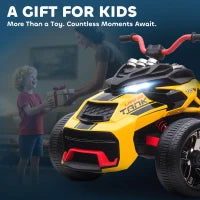 Quad Elettrico Bambini 12V su 3 Ruote, con MP3, LED, a 2 Velocità, Giallo