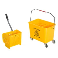 Carrello Secchio con Separatore Acqua e Strizzatore Rimovibile in PP, Giallo, 63 x 27 x 67cm
