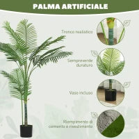 Pianta Finta Palma Areca Alta 150 cm per Interni con Vaso, Decorazione per Casa e Ufficio, Verde