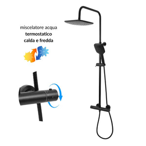 Colonna doccia attrezzata slot black termostatica 2 funzioni doccetta quadro *** confezione 1