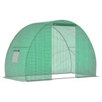 Serra a Tunnel con Porta Avvolgibile e Finestre, Copertura PE e Struttura in Acciaio, 1.5x3x2m, Verde