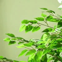Pianta di Ficus Artificiale da 180 cm per Interni ed Esterni con Vaso in Metallo Riempito, Verde