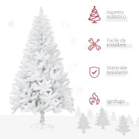 Albero di Natale Bianco con 550 Rami in PVC per Uso Interno, Ø102  x 180cm
