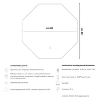Specchio 5 mm ottagonale retroilluminato a filo led interruttore touch *** misure 60x60 cm, tonalità standard 6000-6...