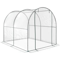 Serra Tunnel da giardino, Serra da Balcone per Piante e Orto con Copertura in PVC, Porta Avvolgibile e Telaio in Acciaio, 2x2.5x2m