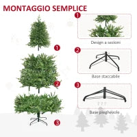 Albero di Natale Artificiale e Ignifugo per Interni con 2056 Rami e Base in Metallo, Ø124x228 cm, Verde