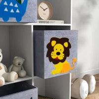 Scaffale Portagiochi per Bambini 3+ Anni a 6 Cubi, in MDF e Melamina, 61.8x29.9x91.5 cm, Grigio e Bianco