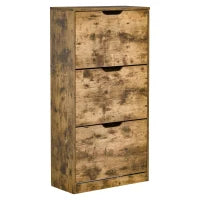 Mobile Scarpiera Salvaspazio a 3 Ante con Mensole Regolabili per 12-18 Scarpe, in Legno, 62.5x26x117.5cm, Marrone Rustico