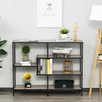 Scaffale Libreria Asimmetrica Stile Industriale in Legno e Metallo