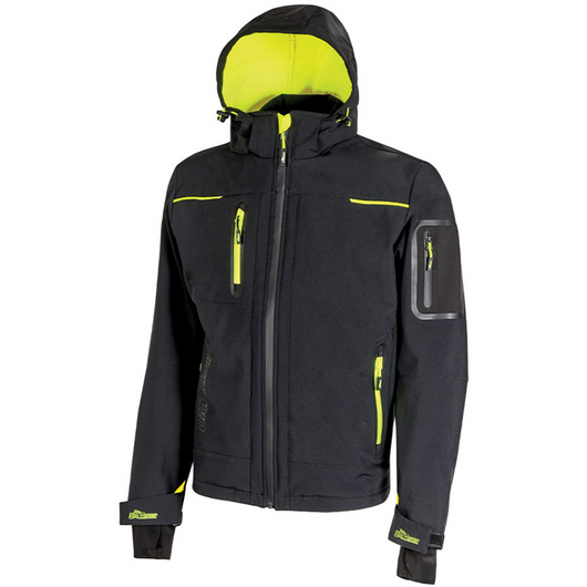 Giacca lavoro uomo softshell chiusura zip cappuccio black carbon space *** misura medium - m, confezione 1