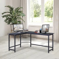 Scrivania a L per Casa e Ufficio ad Angolo Piedini Regolabili per Lavoro, Studio o Gaming Nera Pannello Truciolare di Grado E1, Metallo 168Lx120P x75Acm