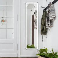 Specchio da Parete Touch con Illuminazione LED Regolabile, in Vetro Temperato e Metallo, 40x3x120 cm, Nero