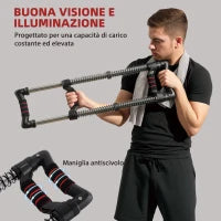 Power Twister a 4 Molle con Resistenza da 10 a 50 kg, in Acciaio Inox, 80x22x5 cm, Nero