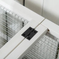 Conigliera in Legno da Interno ed Esterno con Ruote, Casetta, Tetto Apribile e Vassoio, Marrone