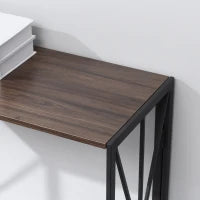 Tavolo Consolle da Ingresso Stile Industriale Pieghevole in Legno e Metallo, 100x38x80cm, Marrone