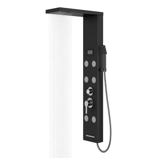 Colonna doccia york acciaio 4 funzioni display controllo temperatura 2 finiture *** finitura- nero, confezione 1