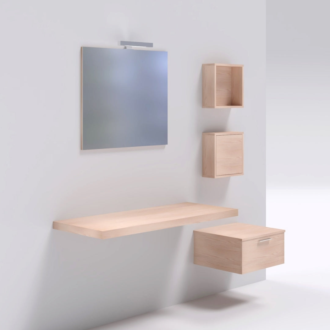 Ogomondo cassettiera in laminato sospesa per mensoloni da appoggio made in italy *** tinta frassino tranchè, confezi...