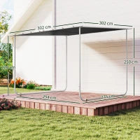 Pergola Gazebo 3x3 m con Rotelle, Copertura Anti-UV e Telaio in Acciaio, Grigio