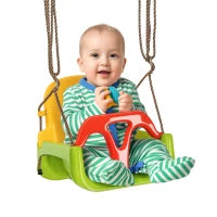 Altalena per Bambini 9-36 Mesi in PP e PE con Corda Regolabile e Cintura, 42x33x120-180 cm