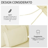 Cuscino Per Sdraio Lettino Prendisole Da Giardino 198x53x5cm Bianco Crema