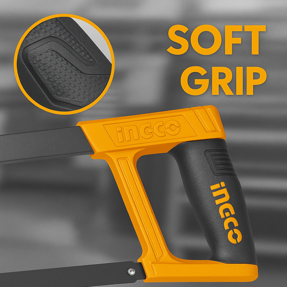 Seghetto arco 300 mm regolabile lama 65 mn 24 t impugnatura morbida acciaio